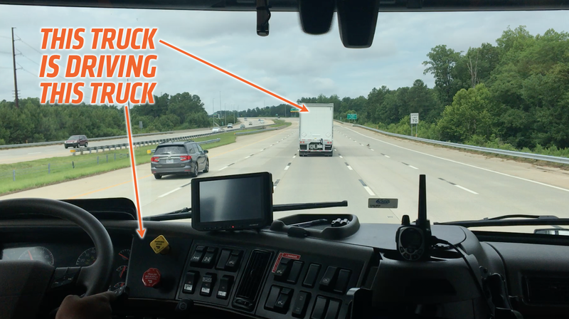 Illustration for article titled Volvo Trucks Demonstrates That One Truck Can Control Other Trucks And It's Both Impressive And Boring To Watch